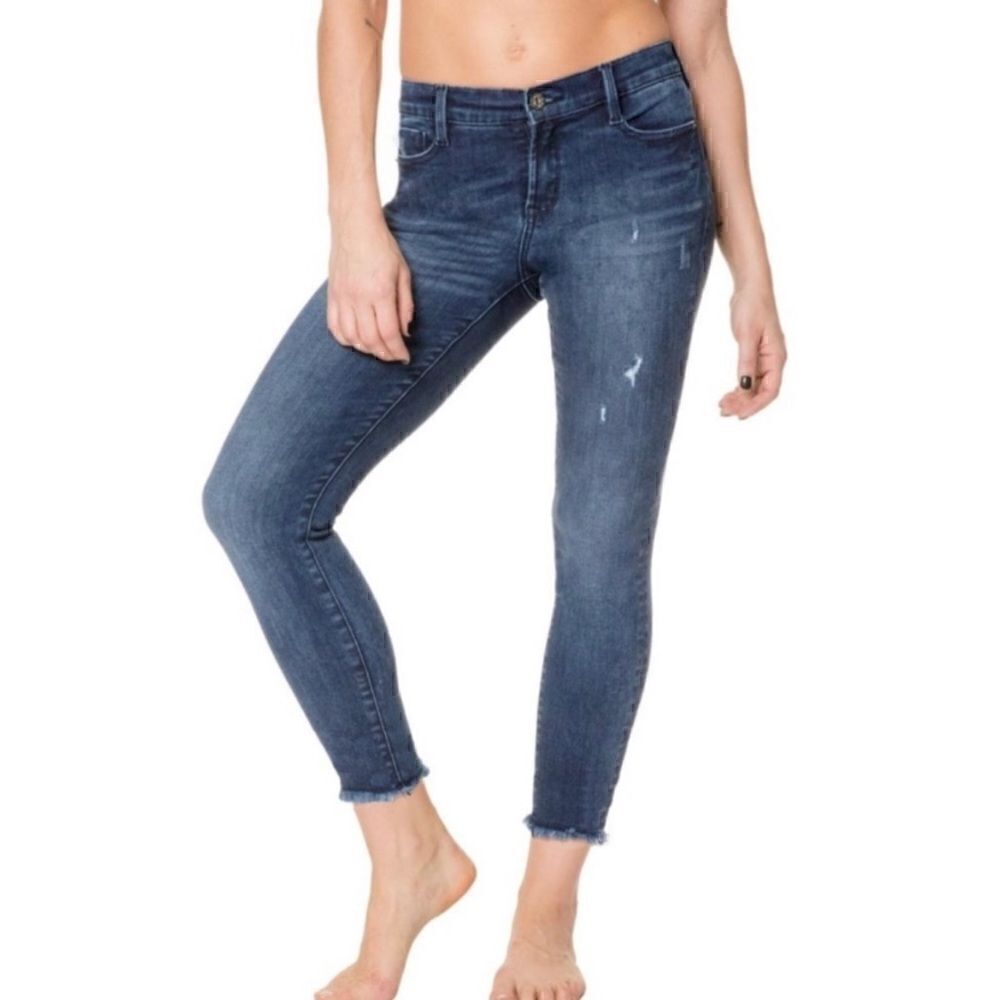 NWT Nancy Rose Mia Skinny Mid Rise Stretch Frayed Raw Hem Distressed Jeans